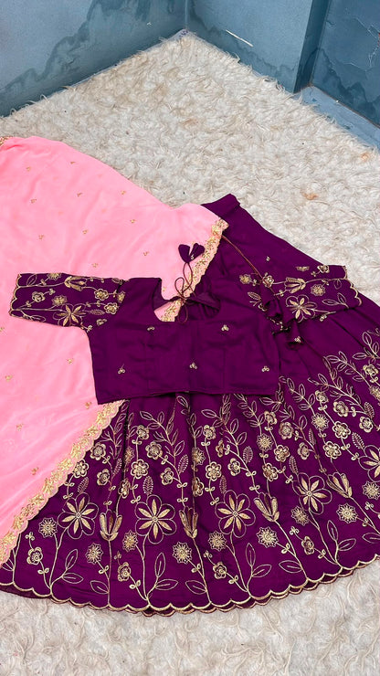 Blooming Vichitra silk designer lehenga