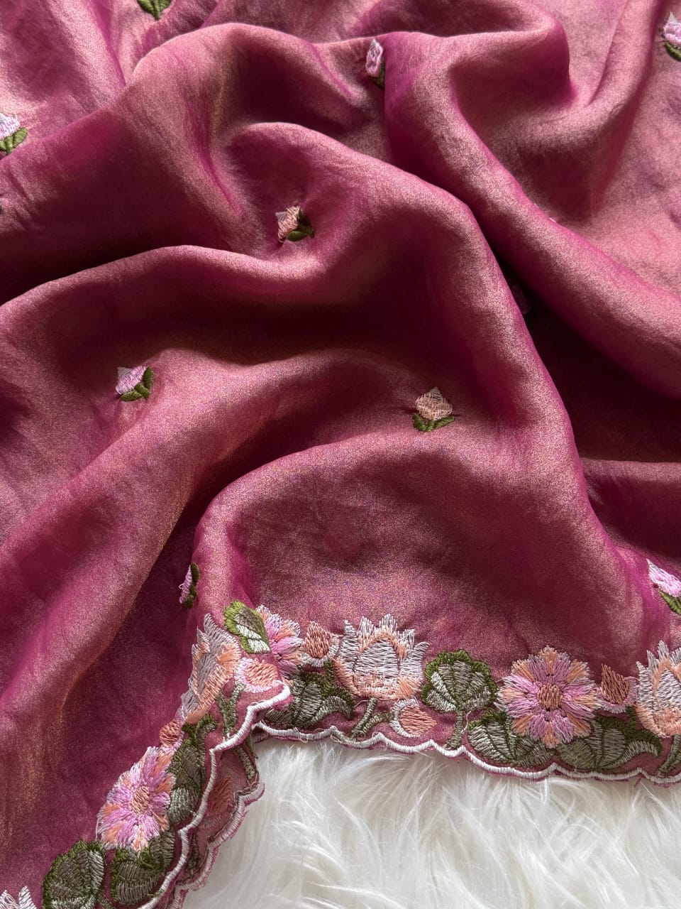 Premium floral embroidery cutwork budget classic saree