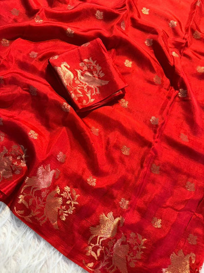 Pure viscose Russia bird figure trendy look saree