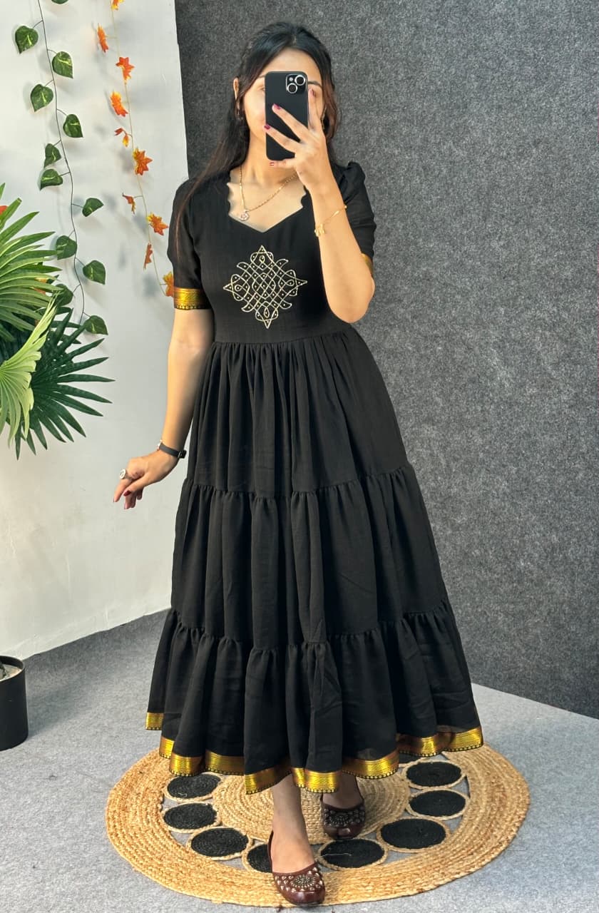 Café blooming vichitra silk gowns