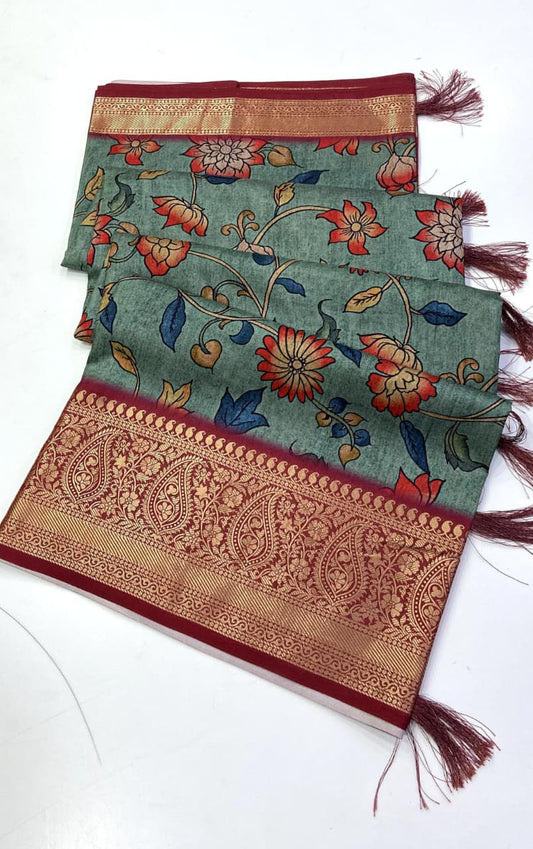 Tusser silk  Kalmkari  budget sarees