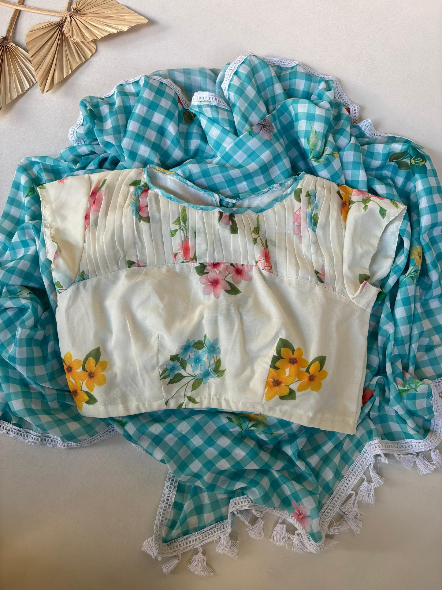 Mul cotton saree with stitched blouse