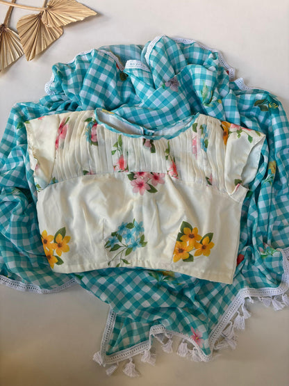 Mul cotton saree with stitched blouse