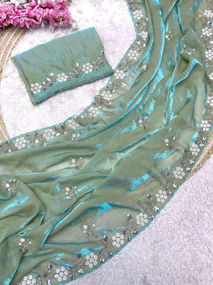 New Designer party wear satin sarees