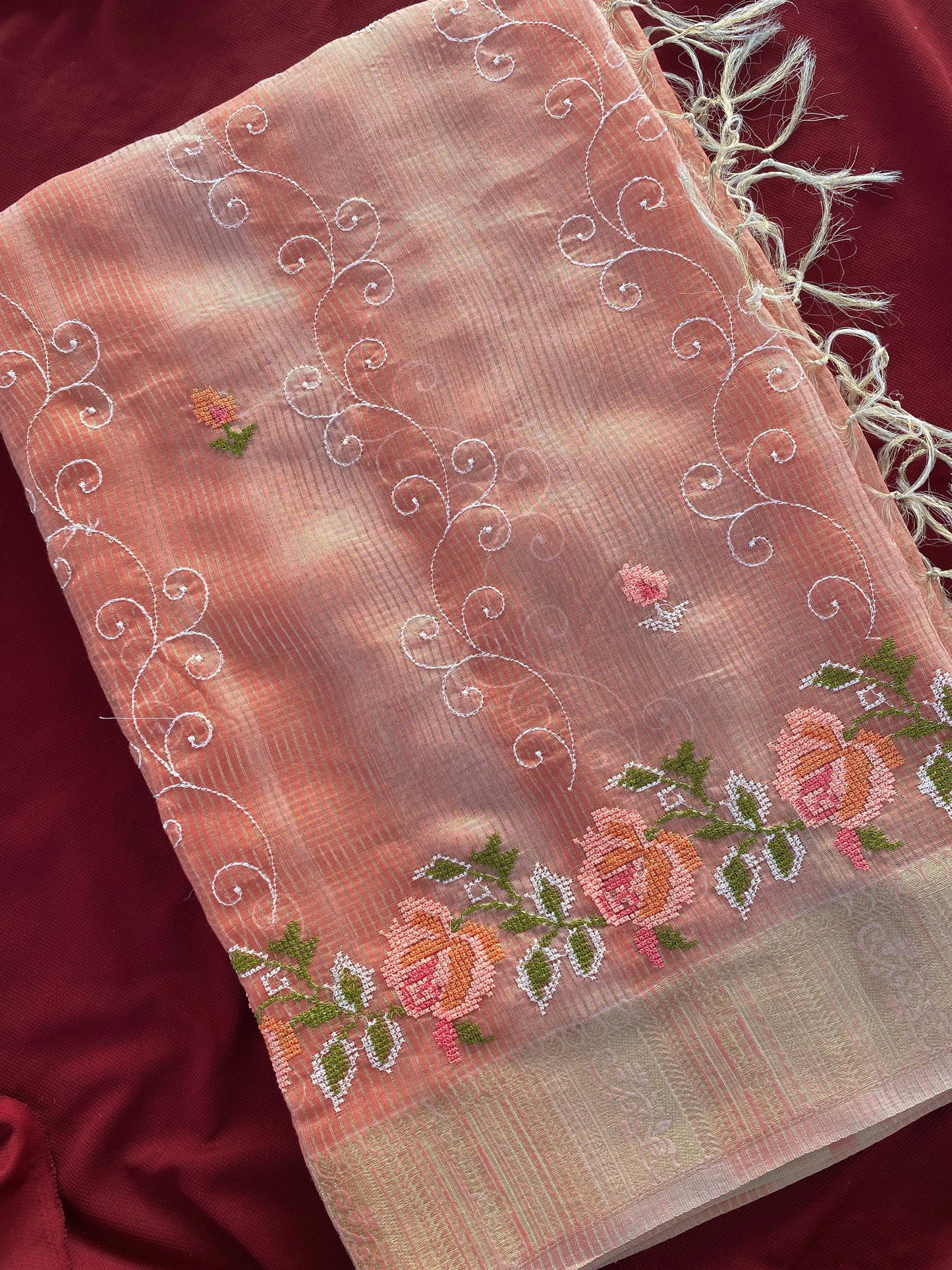 Kota budget Embroidery jequard border sarees