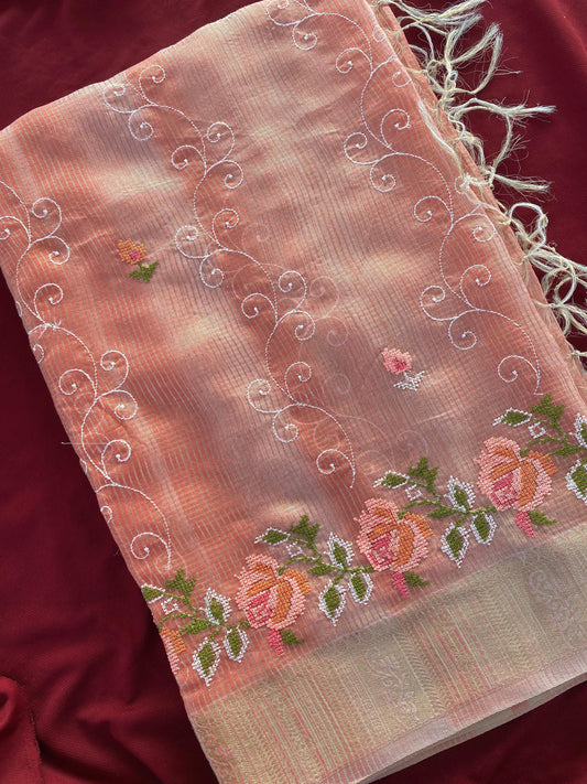 Kota budget Embroidery jequard border sarees