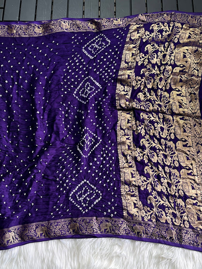 Premium Bandhani Jaipuri hand dying saree