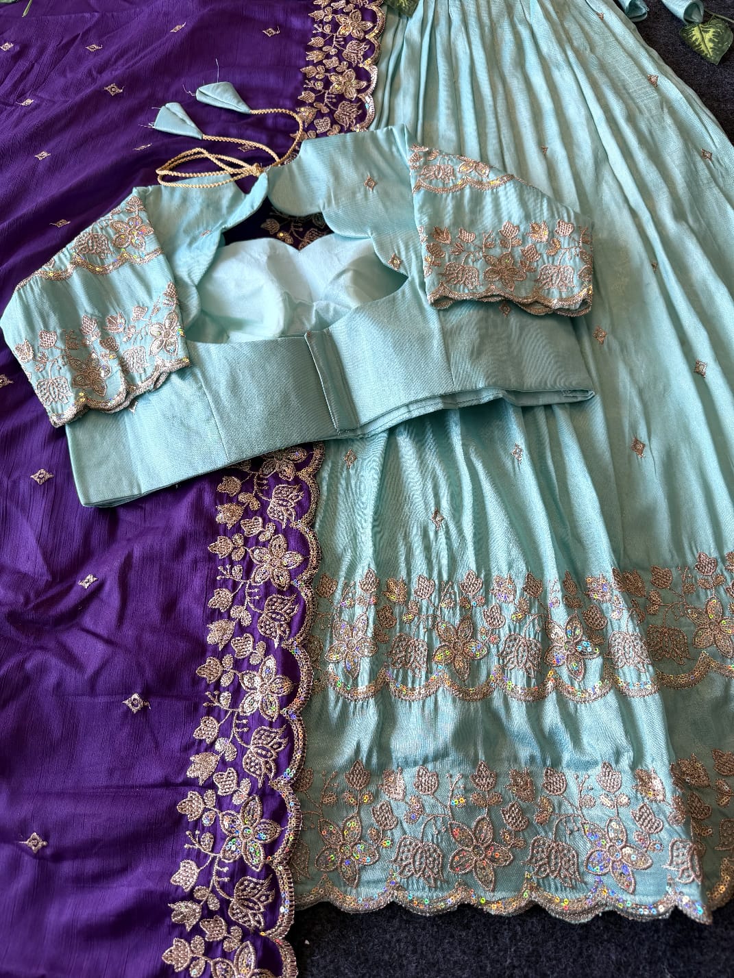 Bloom viscose tissue Designer lehenga