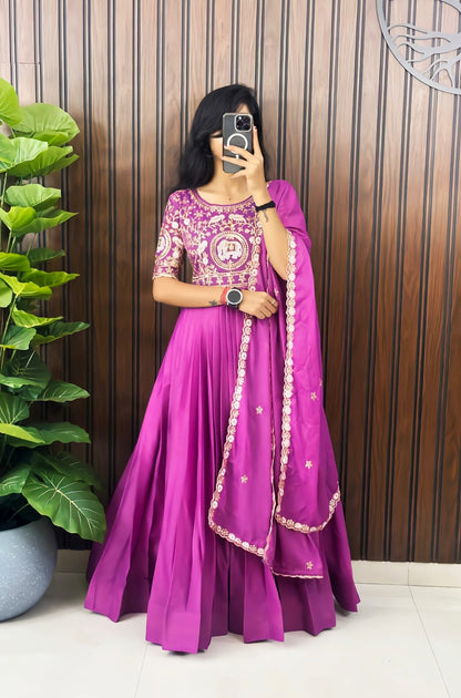 Heavy embroidery work Gown with  duppata