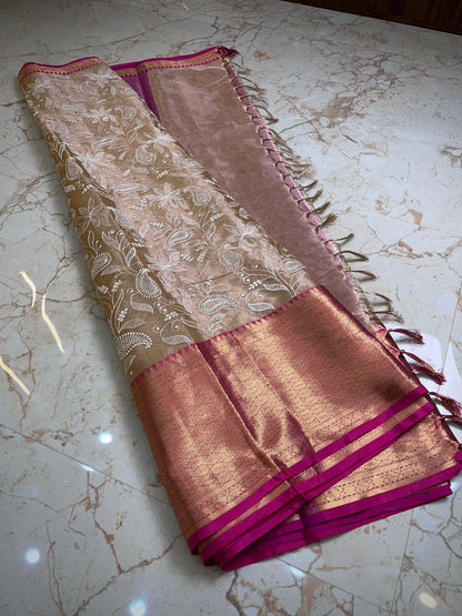 Banarasi tissue work embroidery saree