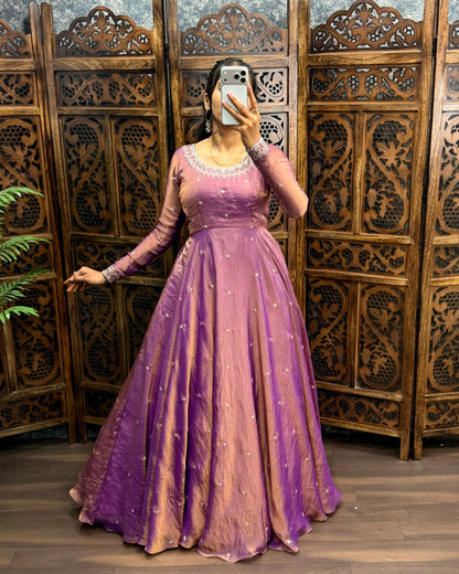 South style silk gown with dupatta