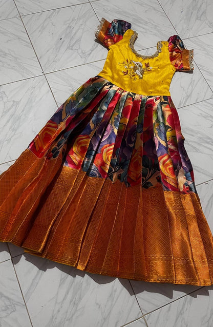 Kids Kanjivaram Silk Festive Gown