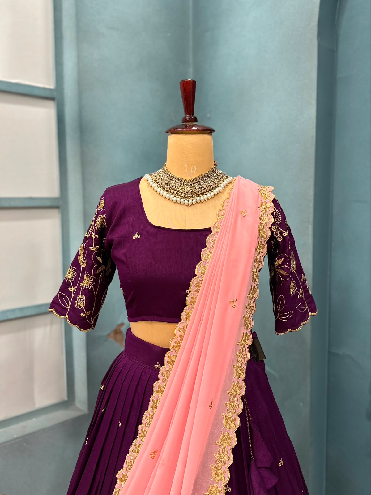 Blooming Vichitra silk designer lehenga