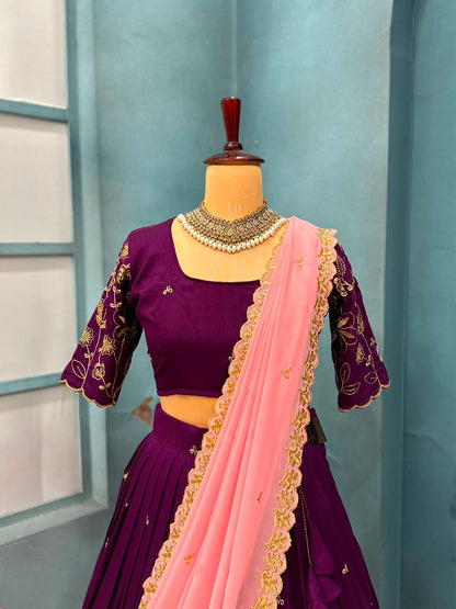 Blooming Vichitra silk designer lehenga