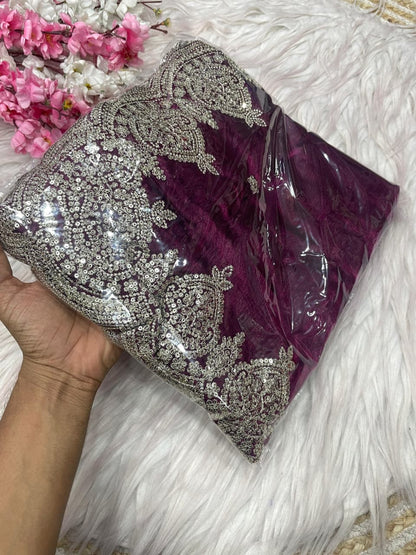 Fendi chiffon  budget saree with sequence work