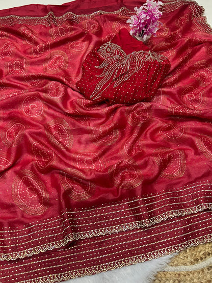 luxurious and glamorous trending hand work saree