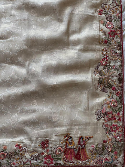 Luxe Dola Silk coding  work Multi
Saree with stitched blouse