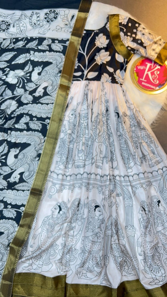 Kalamkari Anarkali Desginer gown with dupatta