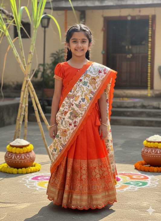 Kids Pongal special Crop top lehenga sets