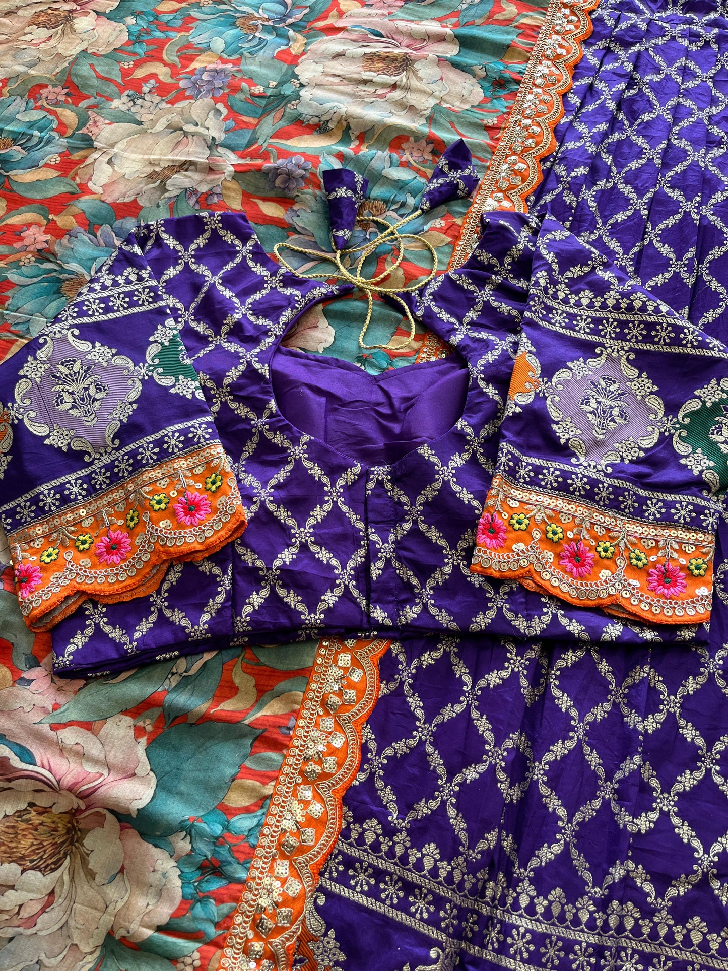 Silk Lehenga with stiched blouse
