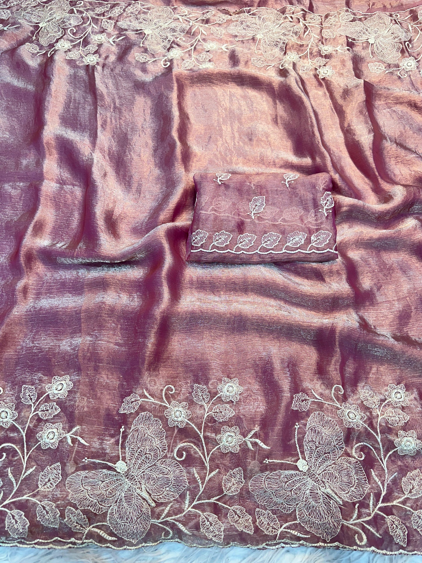Pure Fendy chiffon saree with butterfly embroidery Budget Fancy saree