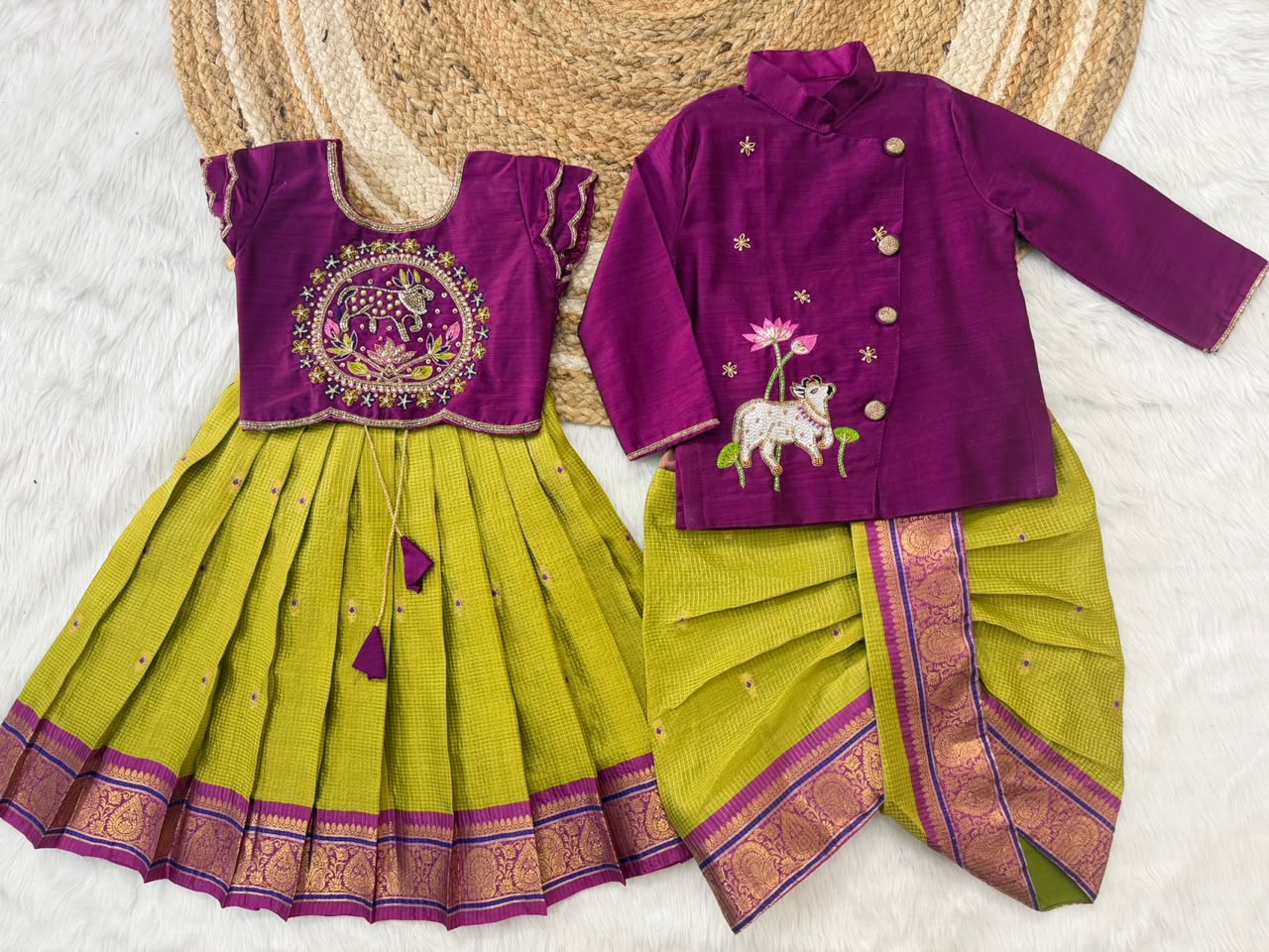 Baby girl cute set with brother kurta set combo