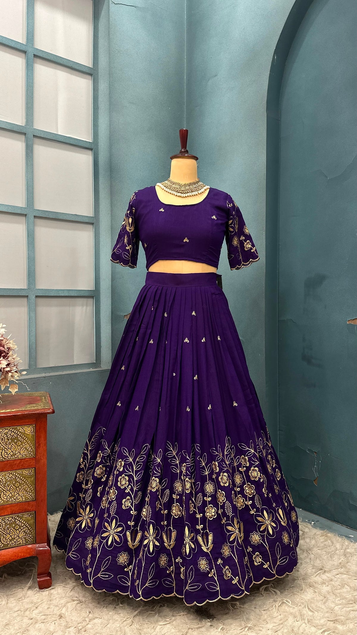 Blooming Vichitra silk designer lehenga