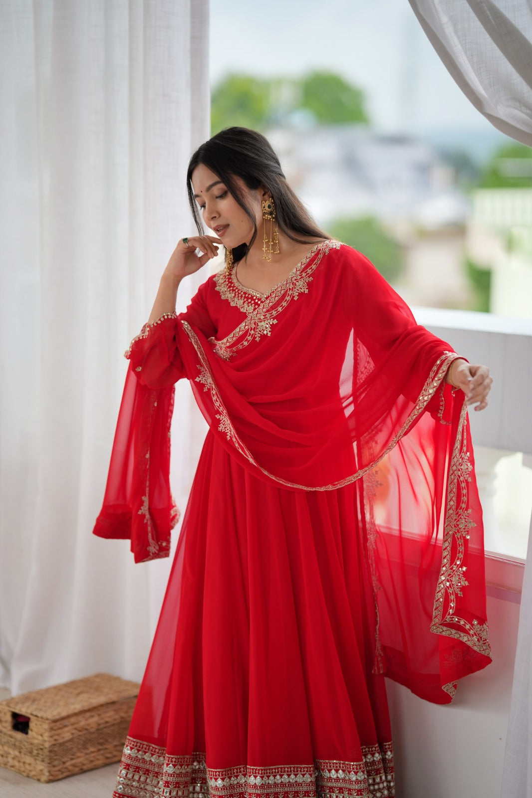 Georgette Anarkali beautiful Mirror Embroidery sequence gowns