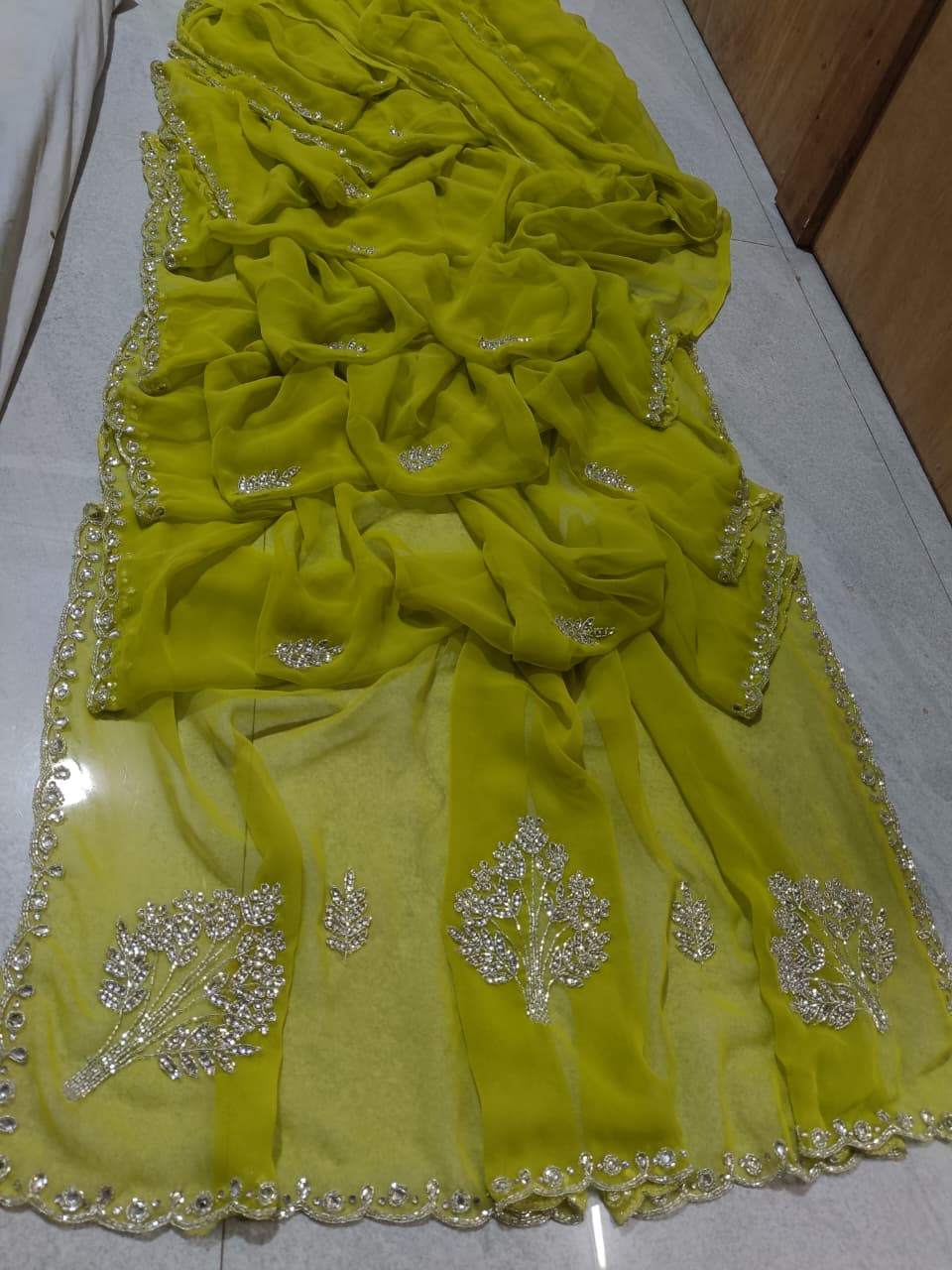 Georgette budget fancy kardhana work saree