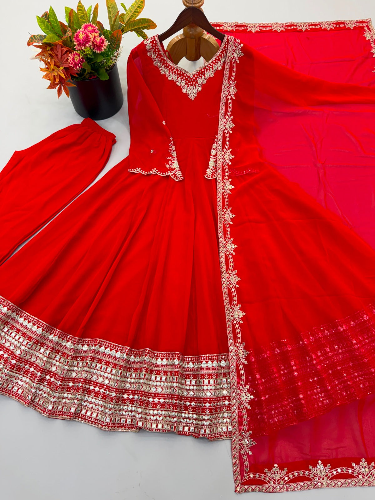 Georgette Anarkali beautiful Mirror Embroidery sequence gowns