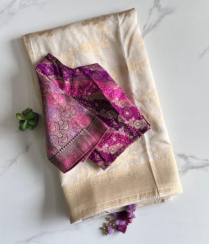 Banarasi Pattu luxe saree with stitched Blouse