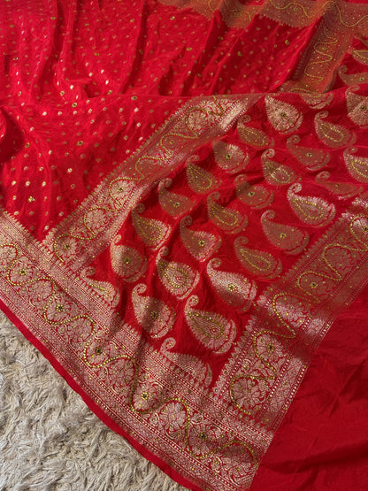 Semi pattu style semi Khadi Kayan Georgette saree
