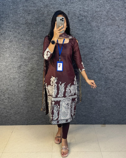 Kalamkari khalahasti  kota chex kurti with kalamkari dupatta