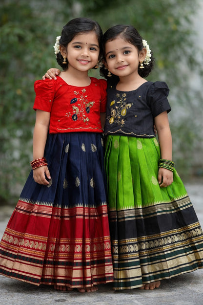 Kids special cute weaving with work blouses