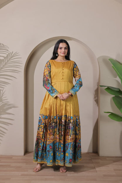 Elegant  PenKalamkari  Desginer Long Anarkali gowns