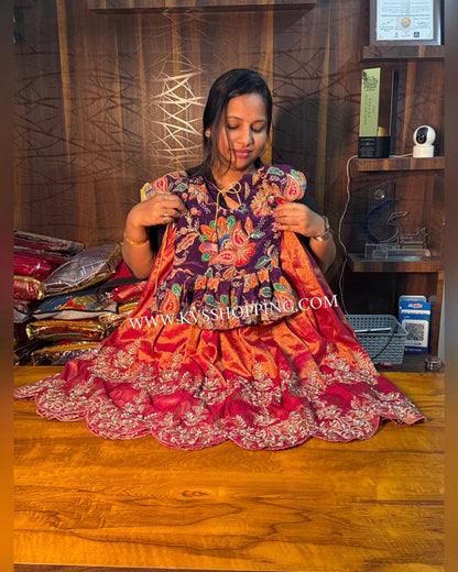 Kids south tissue soft cute crop top style lehenga