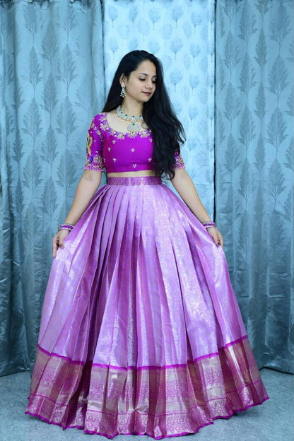 Semi Kanchipattu With Pure Zardosi Festival Lehenga