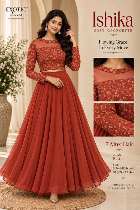 Crop top style (Anarakali ) gown stylish work sets