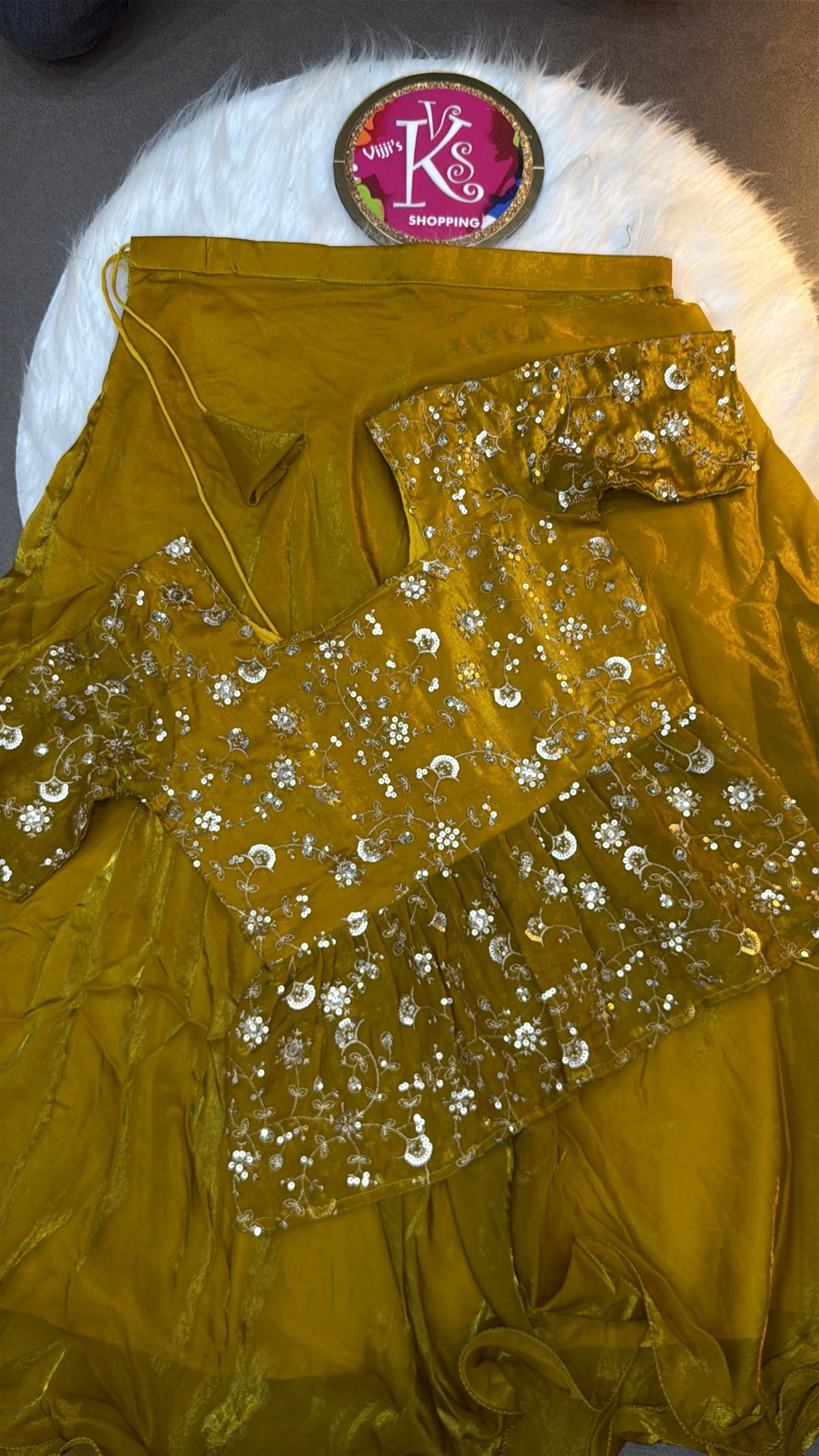 Sequin embroidered crop top style lehenaga
