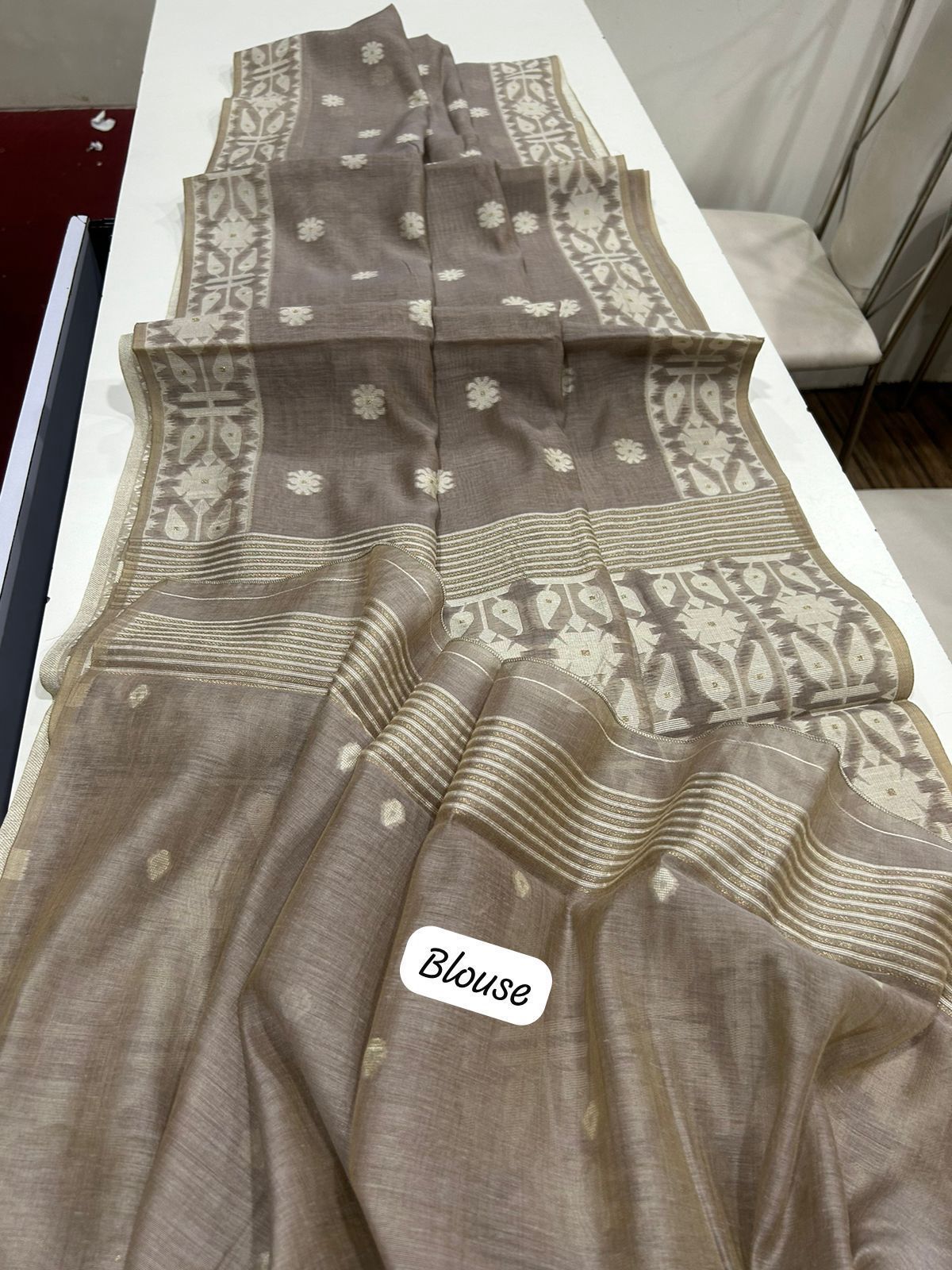 Classic Muga Cotton Jamdani Trendy Saree