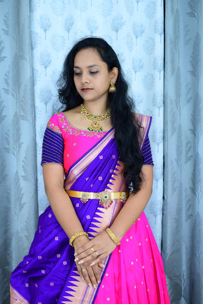Pongal Special Paithani Lehenga with stitched Blouse -Maggam