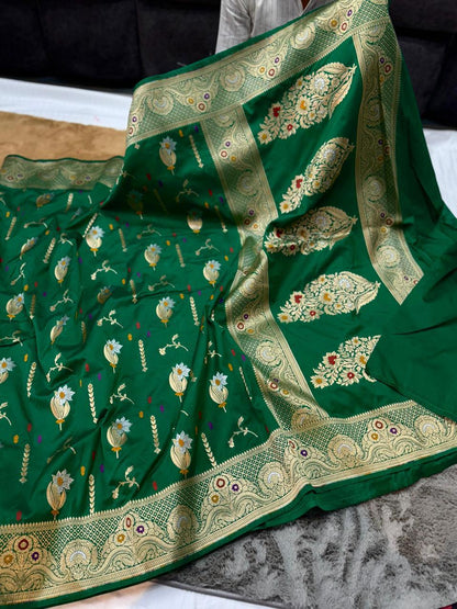 Semi pattu georgette Katan silk saree
