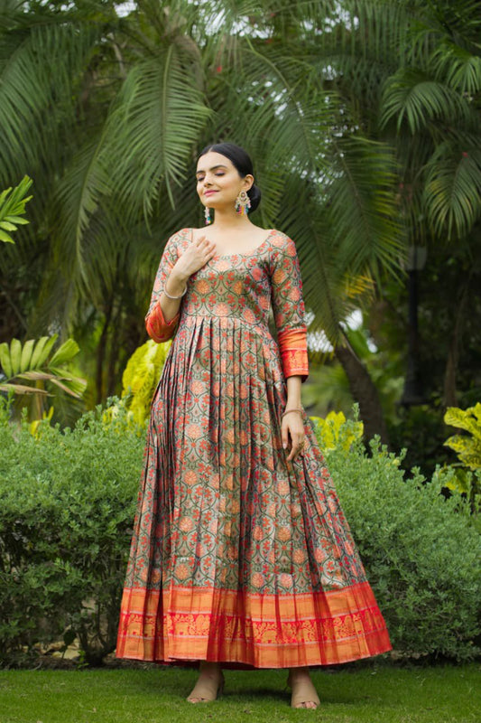 Wedding  semi Kanjivaram silk  long gowns