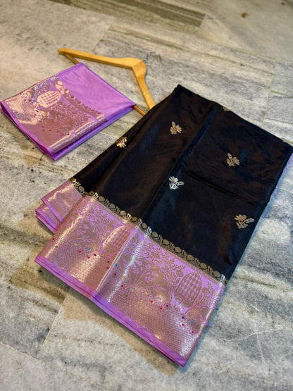 Banarasi katan top colours soft fab sarees