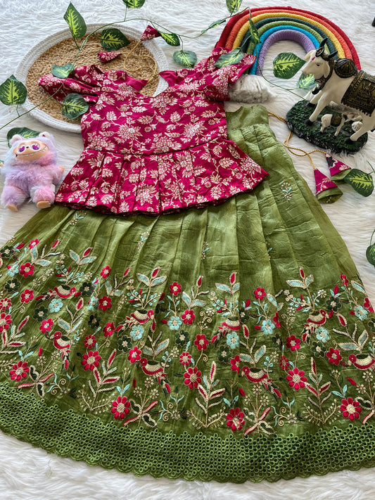 Kids Crush Embroidery Lehenga
