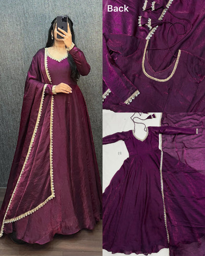 Fendy silk crush mirror lace gowns
