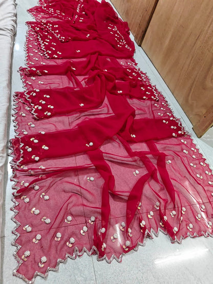 Royal georgette handwork sarees