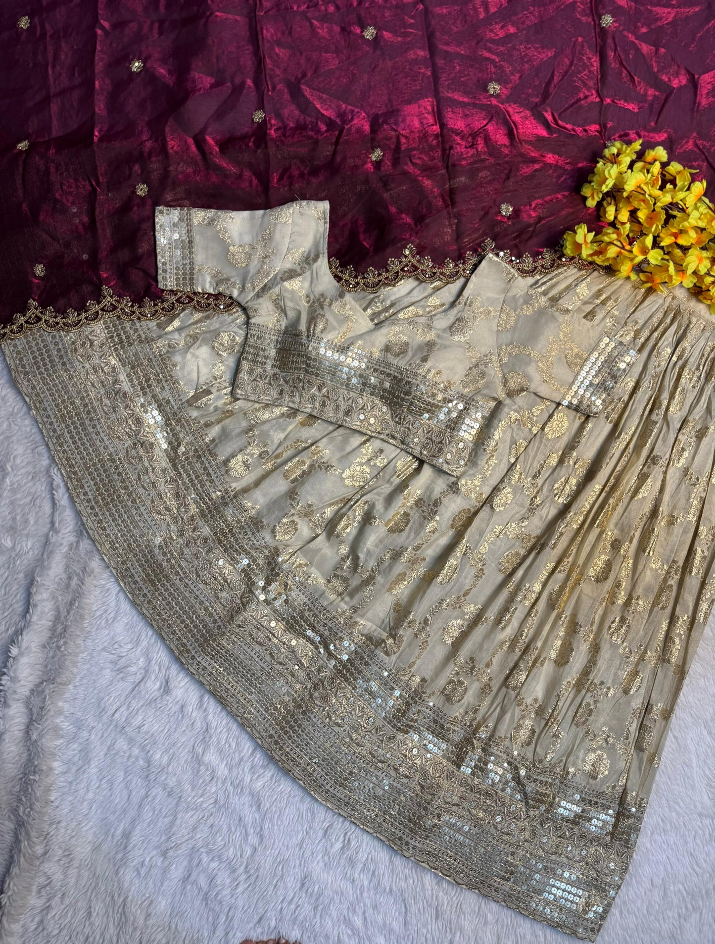 Simmer Silk séquence work Lehenga with stitched Blouse