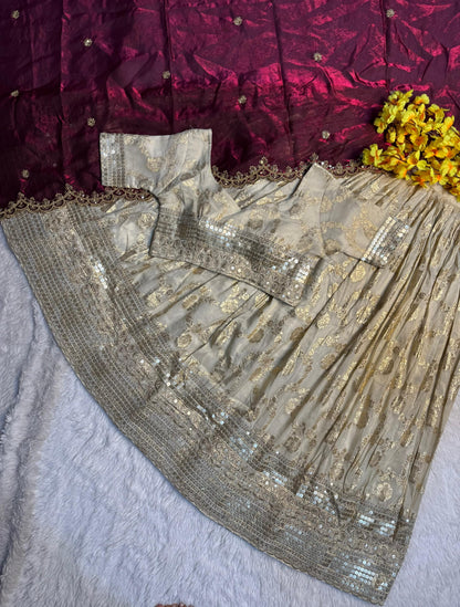 Simmer Silk séquence work Lehenga with stitched Blouse
