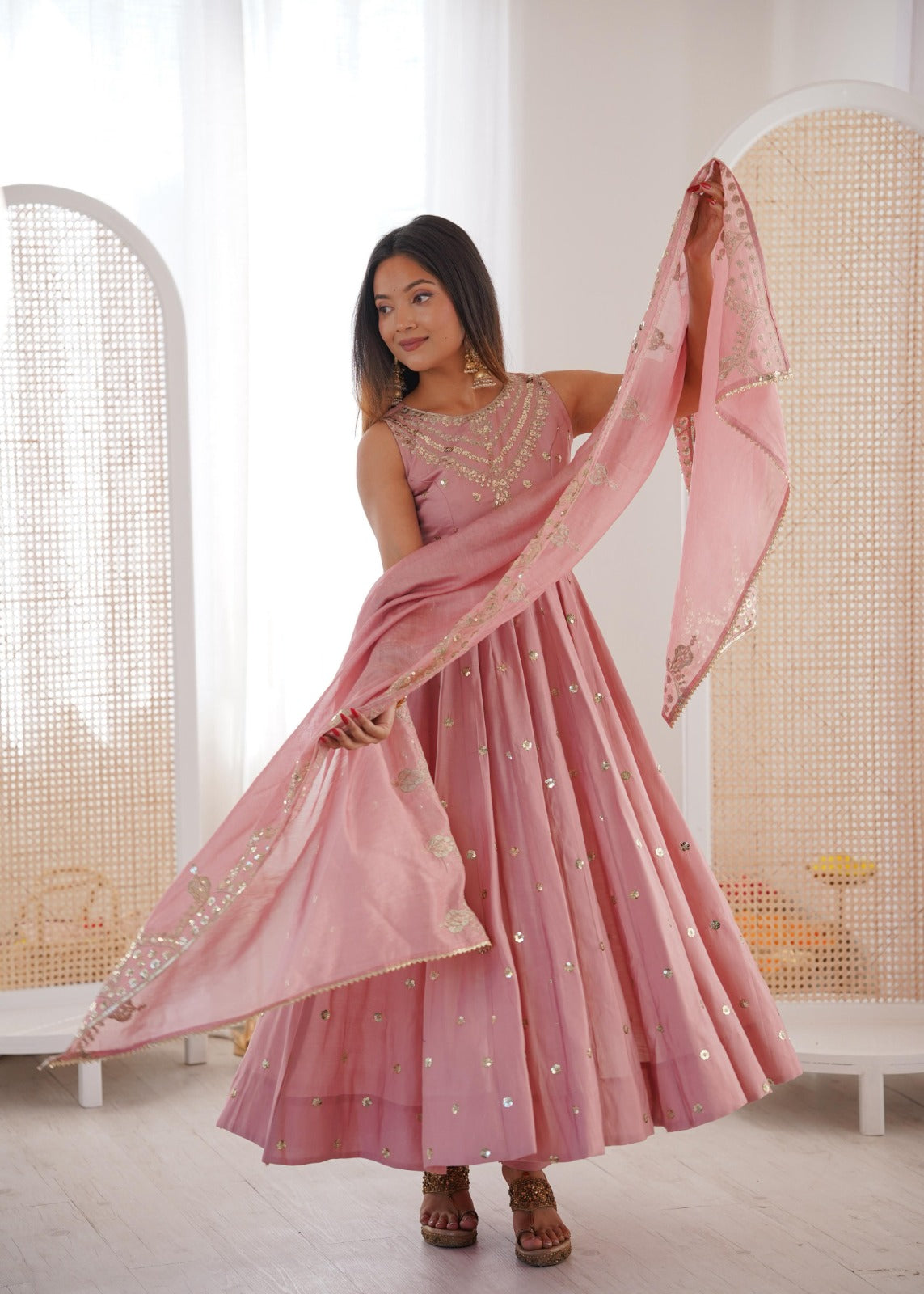 Party wear Anarkali gown with embroidered work